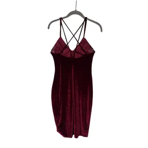 Burgundy Velvet Strappy Midi Dress thumbnail 9
