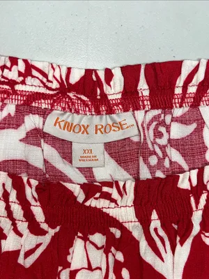 Knox Rose Size XXL Red & Off White Floral Print Off the Shoulder Blouse Top thumbnail 5