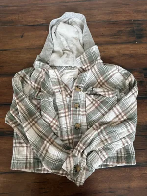 Aeropostale Crop Flannel Hoodie thumbnail 1