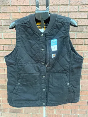 Carhartt Womens Rugged Flex Relaxed Fit Quilted Canvas Insulated Vest Black XL thumbnail 1