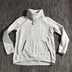 Lululemon Avenue Pullover Turtleneck Sweater Heathered Grey Cotton Fleece Size 8 thumbnail 1