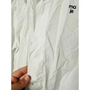 MAJE White 100% Cotton Cropped Button Up Long Sleeve Collared Shirt Size 2 thumbnail 9
