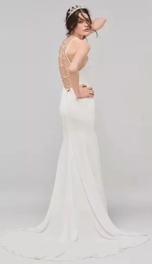 Willowby by Watters 59310 Knox Wedding Dress Ivory Halter Strappy Back size 6 thumbnail 2