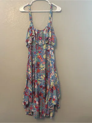 Abel the Label ATL anthropologie blue candy ruffle midi dress small NEW thumbnail 10