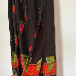 Vintage Nina Piccalino Size 6 Black Rose Floral Rayon Maxi Dress Slits Made in U thumbnail 5