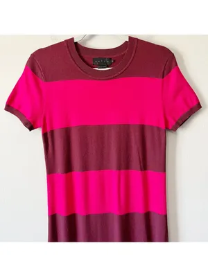Hatch The Eliza Short Sleeve Maternity Midi Dress Striped Pink Size 2/M thumbnail 2