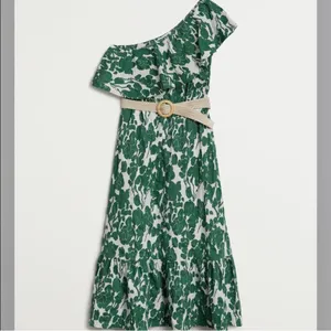Mango One-Shoulder Green Leaf Dress thumbnail 3