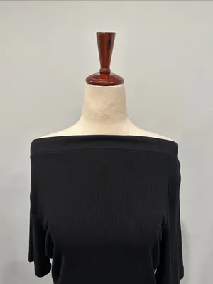 Banana Republic Black Ribbed Short Sleeve Top thumbnail 3
