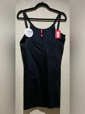 Spanx Smartgrip Open Bust Firm Control Black Shapewear Slip Dress Raw Hem 2X thumbnail 2