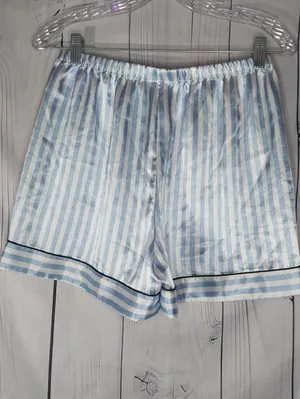 Ekouaer Striped Blue & White Satin Preppy Button-Up Pajama Set thumbnail 10