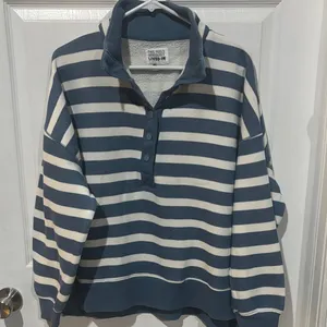 American Eagle Outfitters Navy and Cream Striped Sweater thumbnail 1