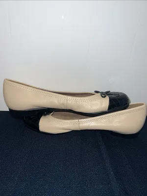 AEROSOLES Beige Ballet Flats with Black Quilted Cap Toe Size 10 thumbnail 5