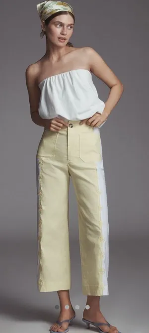 Anthropologie Maeve The Colette Embroidered Crop Wide-Leg Pants thumbnail 1