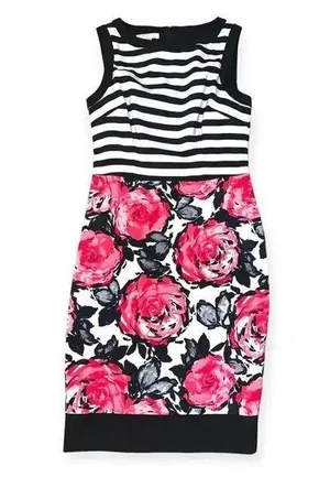 London Times Dress 6 Black White Pink Sleeveless Spring/Summer thumbnail 1