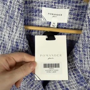 NWT Pomander Place Tuckernuck Blue‎ Tweed Shift Dress XL Old Money Preppy Office thumbnail 5