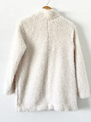 Banana Republic Ivory Sherpa Zip Up Fleece Jacket Teddy Coat thumbnail 10