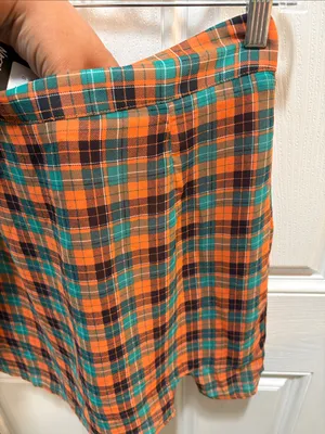 Nasty Gal Orange and Teal Plaid Mini Skirt thumbnail 4