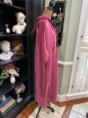 Oli & Hali Washed Pink Hooded Sweatshirt Tunic Dress – Size Large thumbnail 5