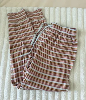 Madewell Pink and white Striped lounge Pants thumbnail 1