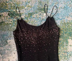 NWT vintage 90s Y2K black ombré glitter strappy midi dress, size medium thumbnail 2