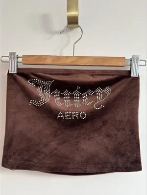 Juicy Couture Aeropostale Brown Velour Rhinestone Tube Top Y2K Size Small thumbnail 2