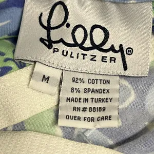 Lilly Pulitzer Blue and Green Floral Crop Tank Top - Size Medium - VGUC thumbnail 4
