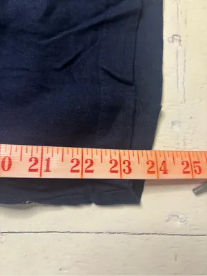 Quince Size XL Dark Navy Linen Elastic Waist Crop Pants Casual Lagenlook Beach thumbnail 4