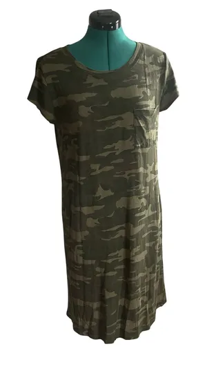 Sanctuary Short Sleeve Camo T Shirt Dress XS Green Lounge Cozy Soft Casual thumbnail 1