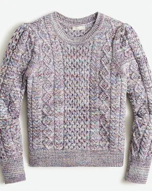 J. Crew Lavender Wool Marled Cable Knit Crewneck Sweater Women's Size Medium thumbnail 1