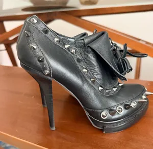 Jeffrey Campbell braveheart black leather studded platform goth metal booties 9 thumbnail 1
