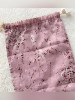LoveShackFancy Lilac Purple Ditsy Floral Drawstring Soft Small Travel Dust Bag thumbnail 2