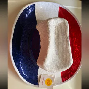 Women's Sequin Patriotic Cowboy Hat red white and blue glitz cowgirl new thumbnail 6