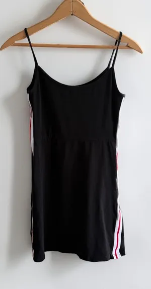 Brandy Melville Black Mini Dress Side Stripe Spaghetti‎ Strap One Size XS/S thumbnail 1