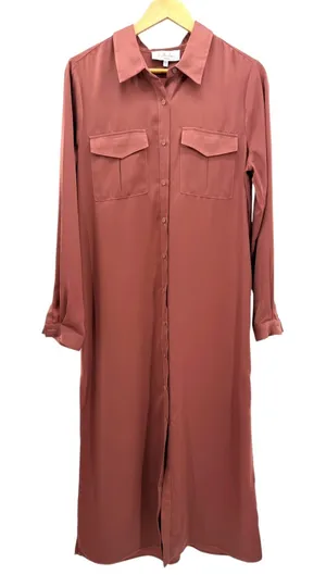 L'Academie Revolve Maxi Shirt Dress M Dusty Mauve Utility No Belt Minimalist thumbnail 1