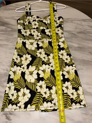 Tropical Floral Square Neck Bow Tie Back Mini Dress Olive Green White Black thumbnail 6