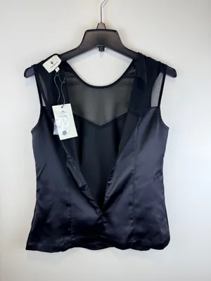 Tuckernuck NWT Black Satin Mesh Sleeveless Top Size Small thumbnail 5