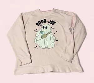 Comfort Colors Light Pink Ghost Graphic Crewneck Sweatshirt thumbnail 1