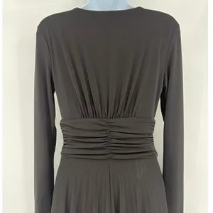 Max and Cleo Fit Flare Dress Sz M Mob Wife Glam Cocktail Plunge Neck Sexy Black thumbnail 7