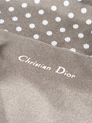 Christian Dior Unisex Black Grey Micro Floral Pure Silk Scarf thumbnail 3