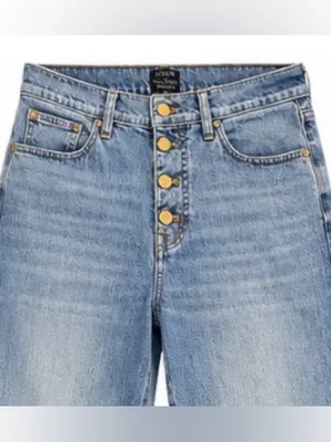 J.Crew Full Length Wide Leg Jeans Size 29 High Rise Button Fly Medium Wash thumbnail 2