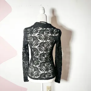Loft Vtg Y2k 2000s Black Lace Top Medium Floral Victorian 90s Goth Whimsigoth thumbnail 2