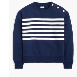 NWT J.CREW Striped button-shoulder crewneck pullover thumbnail 3
