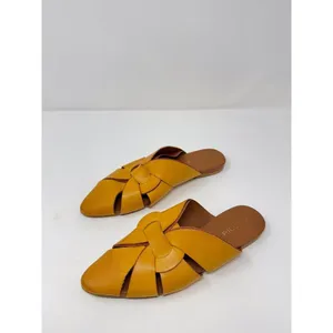 Pilcro Sandals Yellow Twisted Leather Slides Flat Pointed Toe Slip On 38 US 7.5 thumbnail 4