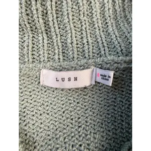 Lush Womens Sage Green Ribbed Knit Polo V-Neck Cropped Sweater Small thumbnail 3