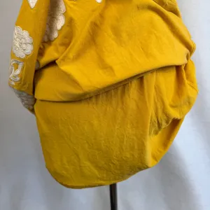 Mustard Yellow Floral Embroidered Sun‎ Dress Medium Bohemian Vacation Resortwear thumbnail 7