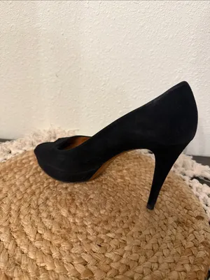 Gucci Black Suede‎ Peep Toe Platform Stiletto Pumps Heels Size 37 thumbnail 15
