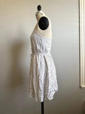 Polka Dot Spaghetti Strap Drawstring Mini Dress Size Junior 10 thumbnail 2
