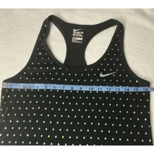 Nike‎ Dri-FIT Athletic Cut Racerback Tank Top Black Polka Dot Raindrop Medium thumbnail 4