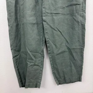 Quince Pants Womens Size M Green 100% Linen Elastic Waist Tapered Leg Casual thumbnail 3