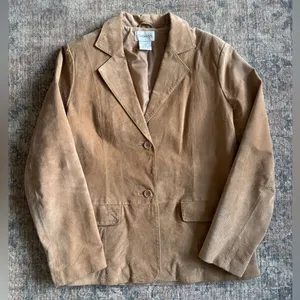 Chadwick’s Tan Suede Leather Blazer Jacket Women’s Size 12 thumbnail 6